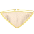 Foulard a triangolo beige all'uncinetto con bordo giallo a smerlo e nastri per capelli - Bandana con Ciondolo Svuotato (123) / Beige