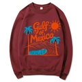 Burgundy crewneck sweatshirt featuring Gulf of Mexico graphic print in a soft knit fabric - Burgundy