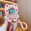 Mini yellow bear handheld game console keychain with LCD screen and functional red buttons - Brown Bear Animal Game Console