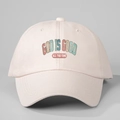Casquette de baseball en coton rose avec broderie God Is Good et coupe vintage réglable - Taille unique / Beige