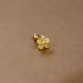 Golden flower cartilage earring with white zircon inlay and secure screw back closure - Polished Flower / Gold