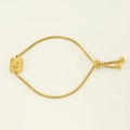 Adjustable 18K gold-plated box chain bracelet with frosted rectangular letter J charm - Gold J
