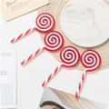 4er-Set rote und weiße Spiral-Acryl-Zuckerstangen-Ornamente für die Weihnachtsbaumdekoration - Lutscher