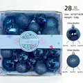 Set da 28 palline di Natale blu lucide e glitterate in dimensioni 4, 5, 6cm - Blu Scuro