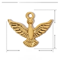 Technical dimensions of the golden stainless steel bird pendant showing 19mm by 15mm size - Flying Bird
