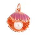 Rose gold seashell charm with pink enamel and pearl, perfect for summer jewelry - Purple Opening Pearl Shell