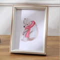 Minimalist light wood photo frame featuring a cute watercolor polar bear illustration - 8 inch (15*20cm) / Off White