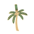 Exquisite gold palm tree pendant with green gemstones on minimalist white background - Green Zirconia Coconut Tree