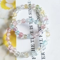 Vibrant 8mm gradient cat-eye bead bracelets set with clear crystal round glass stones - Crackled Crystal
