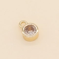 Minimalist 14k gold-plated round pendant with 5mm clear grade A cubic zirconia - Champagne