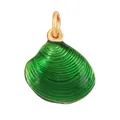 Green enamel scallop shell pendant charm with golden ring for summer beach jewelry - Green Resin Shell