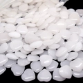 Polished white heart-shaped semi-precious stone beads for jewelry and crafts - White Jade