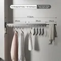Foldable gun grey metal wall drying rack with 12 windproof holes and 10 clips - Gun Grey (Upgraded 2-Fold/12 Holes 10 Clips)