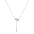 925 silver Y-shaped adjustable necklace with emerald cut cubic zirconia pendants - 925 Silver / 925 Sterling Silver