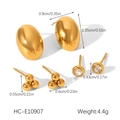 Drei Paar goldene Ohrstecker aus Titanstahl mit Zirkon und geometrischen Details - Oval Glatt Dreifach Kugel Zirkonia 3-Paar Set (HC-E10907)