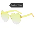 Frameless heart shaped sunglasses with gradient yellow lenses for women fashion - Gradient Yellow
