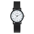 Minimalist quartz watch with white dial and black leather strap for women fashion - Black Strap White Dial Small