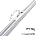 Collana a catena piatta a serpente in acciaio argento lunga 45cm e larga 6mm con moschettone - Collana a Lisca di Pesce Piatta Larga 6mm (KN288076-GC)