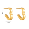 Golden heart-shaped titanium steel hoop earrings, sized 1.5cm by 1.3cm with glossy finish - Titanium Steel Type G (Heart Shape 1.5x1.3cm)