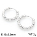 Pendientes de aro plateados con cuentas de acero inoxidable de 15x2,5 mm - Estilo de Aro con Cuentas (KE117434-GC) / 15x2.5mm / Color Acero