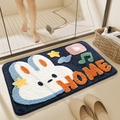 Plush dark blue bathroom rug with cartoon rabbit and stars for home floor decor - 40*60cm / Electronic Song