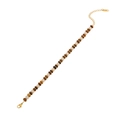 Beaded bracelet featuring brown tiger stone discs, gold spacers and heart charm - Brown Disc Bead Heart Tag Style (1#)
