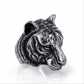 Men's vintage tiger head ring hip-hop style punk retro metal ring for daily wear accessory. - Open Adjustable / Tiger 10