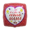 Square 18-inch Mother's Day foil balloon with Te amo MAMA text and floral details - 18 Inch Red Polka Dot Square I Love You Mom (C4028)