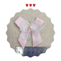 Nœud en ruban satin rose avec dentelle et perle de 6 cm pour accessoires de poupées - Rose