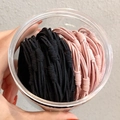 Elastic hair ties in black and pink colors packed in a transparent round storage jar - 20 PCS (OPP Bag) / Black + Pink