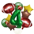 Rugby theme balloon set with number 4, football foil shapes and Touch Down star decorations - Football Number 4