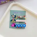 Lot de 3 pinces à cheveux teckel avec motifs mignons sur carte de présentation verte - Ensemble Combo Thème Chenille