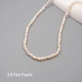 Minimalist 3.0mm flat freshwater pearl necklace with natural white luster for women - Flat Bead