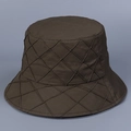 Close-up of quilted mesh texture and dark fabric on a washed cotton bucket hat - M(56-58cm) / Coffee