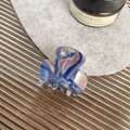 Mini marble pattern acetate hair claw clip with sweet blue and purple artistic swirls - Sapphire Blue
