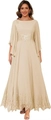 Elegant champagne chiffon evening dress featuring delicate lace appliques and cape sleeves - Champagne / US size 2 (S)