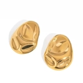 Irregular 18K gold plated stainless steel stud earrings with molten lava texture - Irregular Lava Style (HC-E10833-HJ)