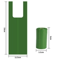 Biodegradable green vest-style dog waste bags in flat and rolled presentation - 1.5 Microns Biodegradable Green Vest