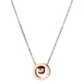 Elegante roségouden ketting met Romeinse cijfers en draaibare hanger met kristal - Roségoud