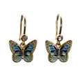 Elegante goldene Schmetterlingsohrringe mit blauer Emaille und funkelnden Zirkonia - Schmetterling-Ohrhaken / Blauer Emaille-Schmetterling