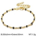 Titanium steel gold chain bracelet with dark resin beads, 200mm length with 50mm extender - 200*2mm (Bracelet) / Black