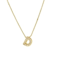 Classic 18k gold necklace with zircon-studded capital letter D pendant on white backdrop - Letter D