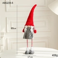 Standing 65cm red and grey Christmas gnome with long white beard and knit hat decoration - Large Braid Style