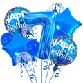 Detailed blue 32-inch number 7 foil balloon set with star and confetti balloons - Number 7 / Dark Blue