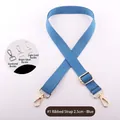 Adjustable blue ribbed crossbody strap with light gold metal hooks and 2.5cm width - Blue