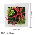 Artificial succulent plant wall decor in white frame with red and green foliage - Style 48A