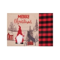 Set de table de Noël avec gnome, renne et motif à carreaux rouges et noirs sur lin - Set de table Style B (Pois)