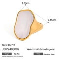 Detailed size measurement of the irregular stainless steel ring with white shell inlay - Irregular Mother of Pearl Style (JDR2408002)