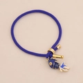 Bracelet en corde tressée bleue avec un pendentif poisson en émail et détails dorés - Pendentif Poisson d'Or Bleu Roi / 4# Bleu Roi