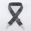 Adjustable wide replacement bag strap with grey geometric pattern and gold buckles - Light Gold Buckle / Gray